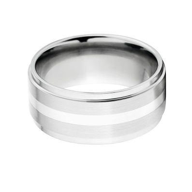 New 10mm Cobalt Ring with Silver Inlay, Made In the USA Cobalt Wedding Band & Wedding Ring