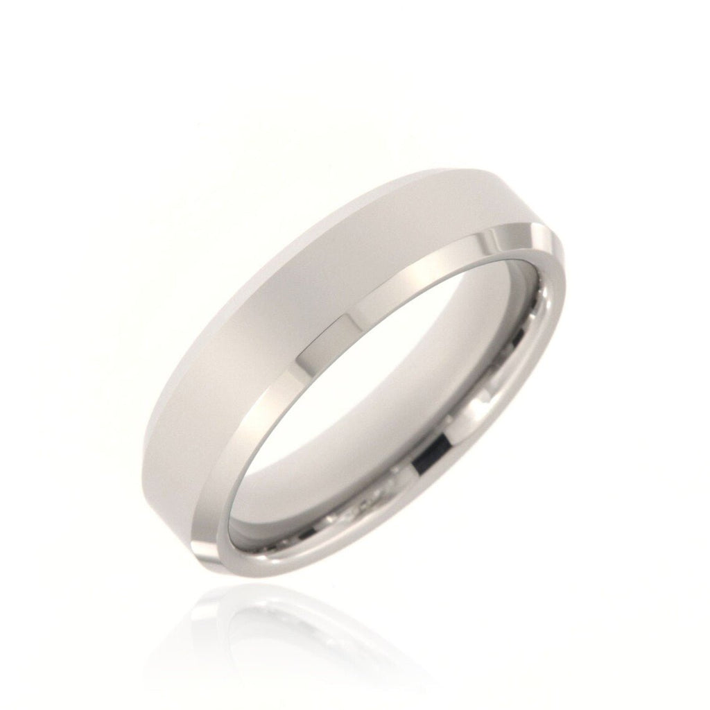 6mm Heavy Tungsten Carbide Men's Ring With High Polish Finish And Beleved Edges - FREE Personalization