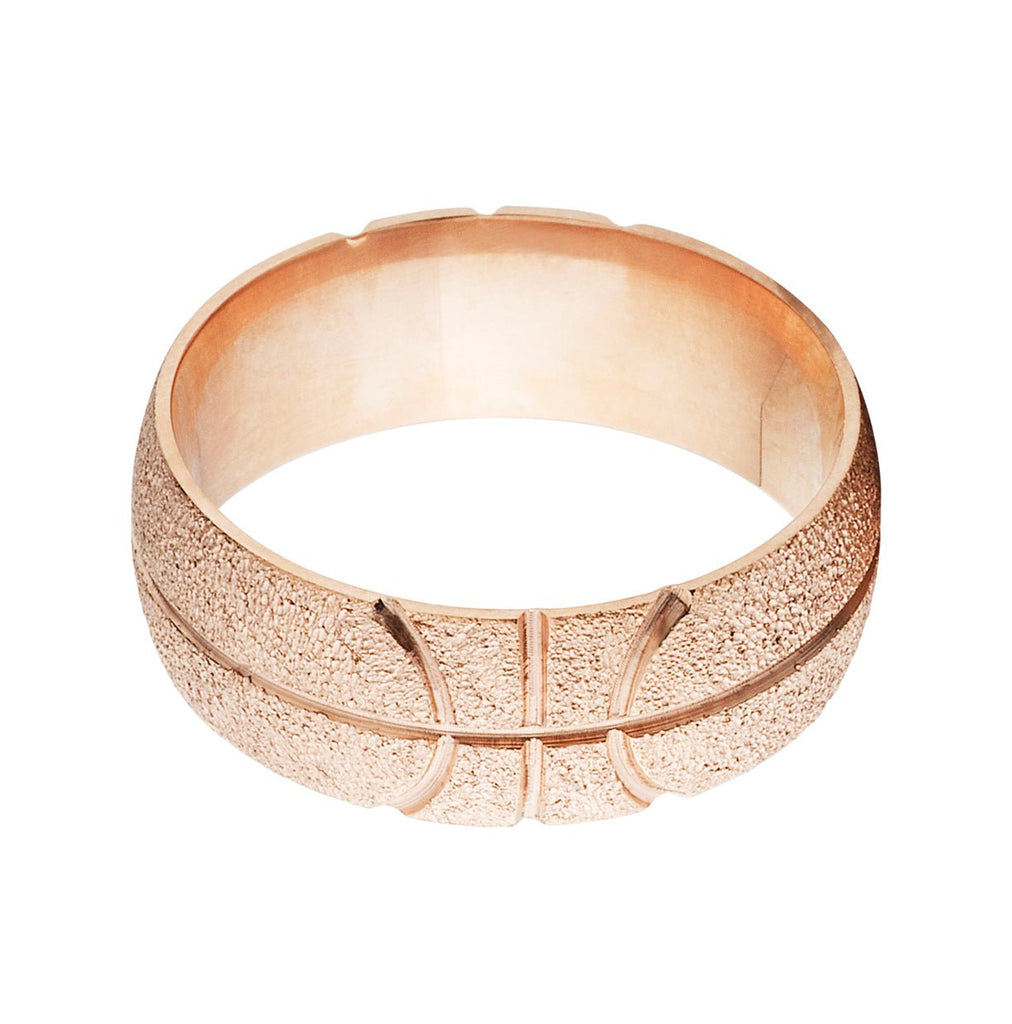 14k Rose Gold Basketball Ring - Men's Wedding Bands
