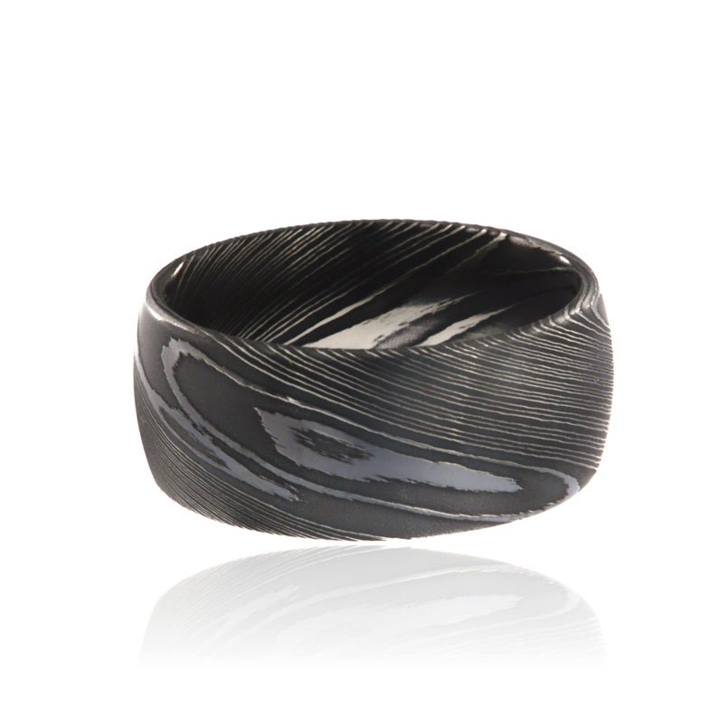 10mm Wide Damascus Steel Wedding Band Custom Mens Rings