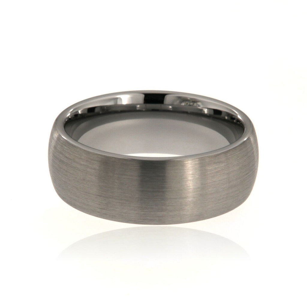 8mm Heavy Tungsten Carbide Brushed Finish Men's Band - FREE Personalization