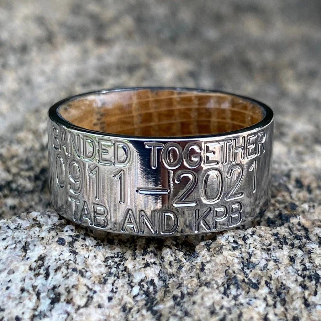 Personalized Duck Band With Whiskey Barrel Sleeve - 10MM