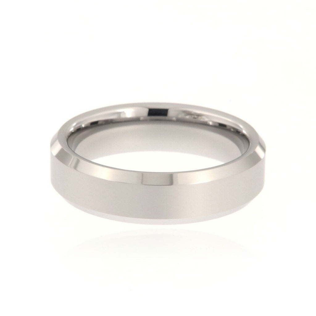 6mm Heavy Tungsten Carbide Men's Ring With High Polish Finish And Beleved Edges - FREE Personalization