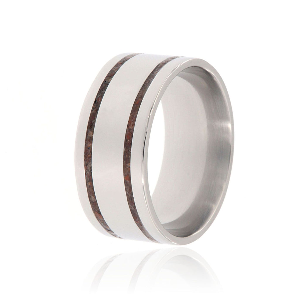 Dinosaur Bone Ring 11mm Wide Two Groove Dino Band Custom Titanium Wedding Ring USA