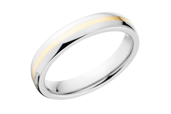 14k Inlay Half Round Style w/Polish Finish, Cobalt Chrome Ring