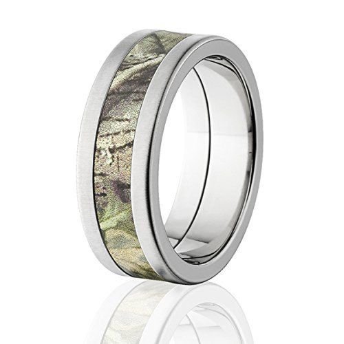 RealTree AP Green Crossbrush Finish Titanium Camo Wedding Rings