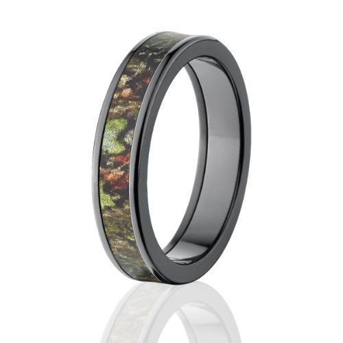 Black Zirconium Obsession Camo Rings, Black Camo Wedding Bands