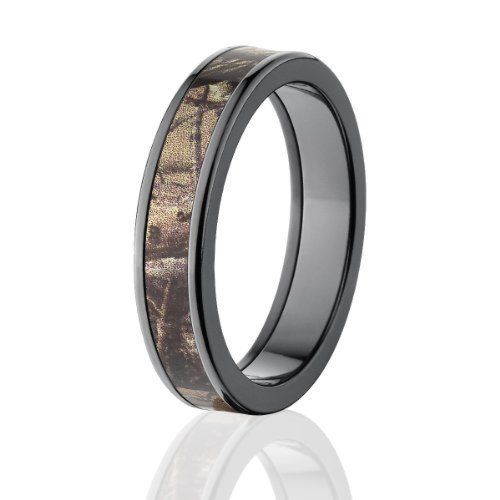 5mm Realtree AP Camo Rings, Polished Black Zirconium Rings