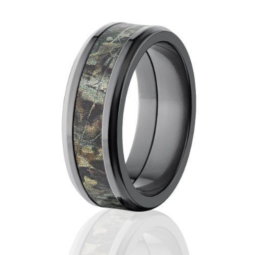 8mm Beveled Realtree Advantage Timber Camo Rings, Camo Wedding Bands