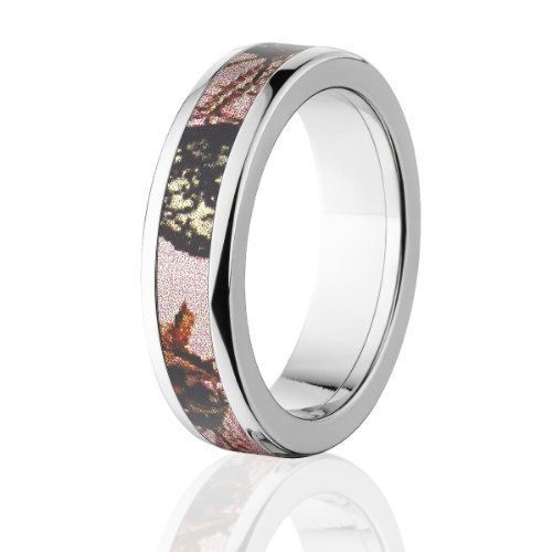 6MM Pink Breakup Camo Rings, Pink Camouflage Ring, Mossy Oak Camo Band