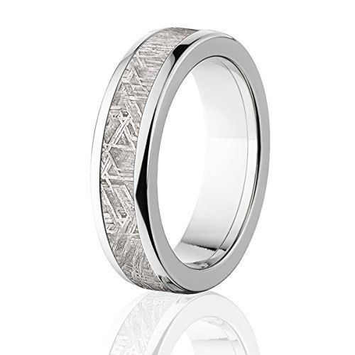 Meteorite Ring w/ Titanium Ring Edges Gibeon Meteorite Band Center And Deluxe Comfort Fit