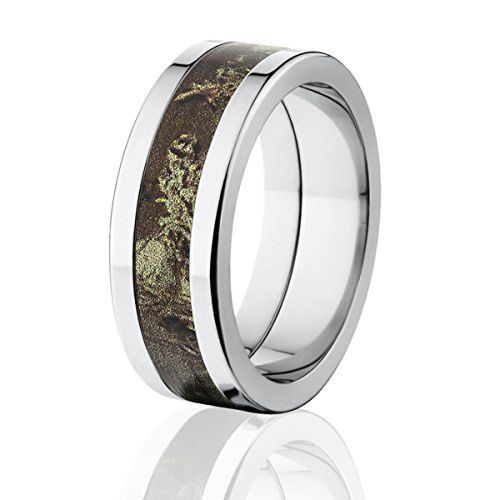 Licensed RealTree Max 1 Camo Wedding Rings, 8mm Camo Band