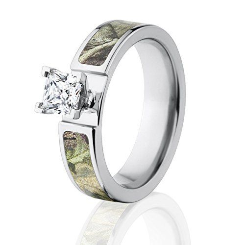 Realtree AP Green Engagment Camo Ring w/ 1 CTW 14k Prong Setting