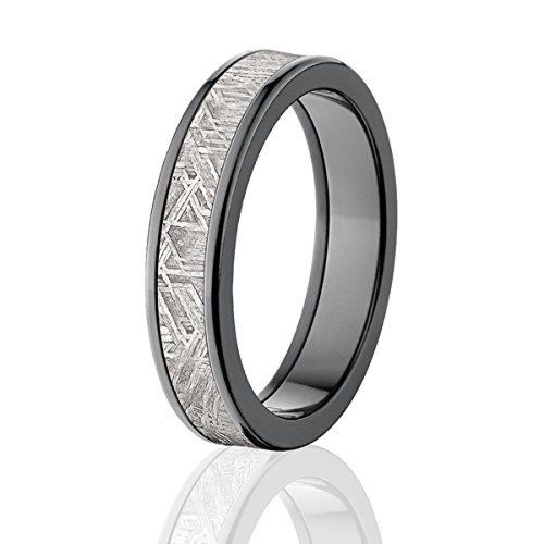 Dark Black Zirconium and Meteorite Rings w/  Comfort Fit & Warranty