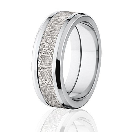 Gibeon Meteorite Bands 8mm Beveled Titanium & Meteorite Ring