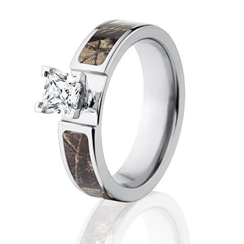 Realtree AP Engagement Camo Bands w/ 1 CTW 14k Setting, Camo Rings