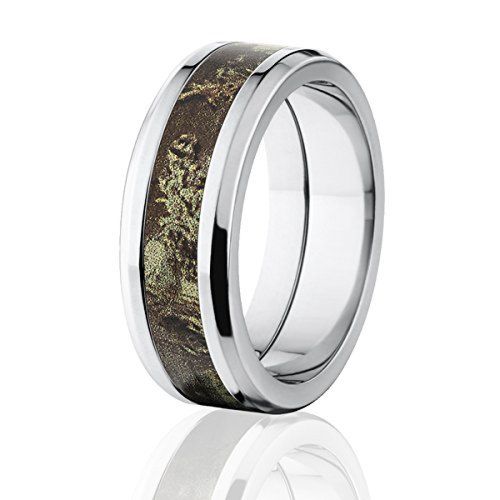 Official RealTree Max 1 8mm Wide Rings, Titanium Camouflage Rings