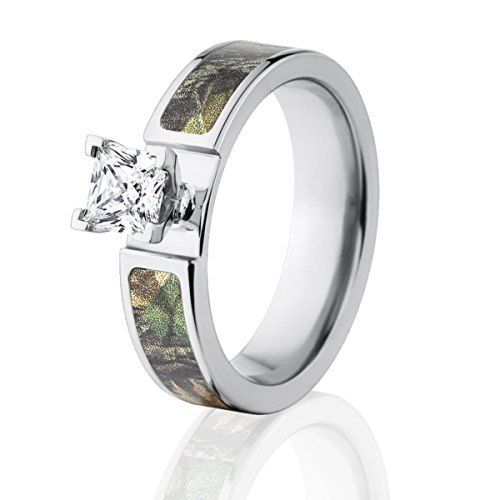 Mossy Oak New Break Up Camo Engagement Ring Princess CZ
