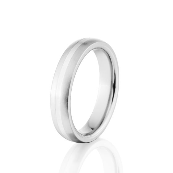 Thin Womens Cobalt Band: Silver Two-Tone Wedding Band