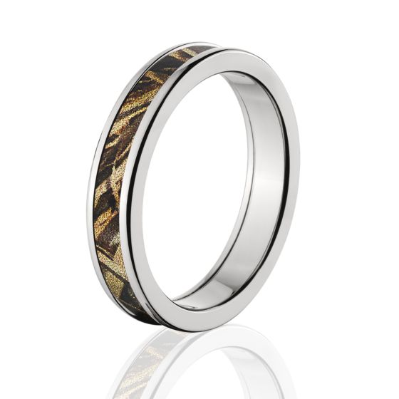 Licensed Realtree Max 5 Camo Rings, Premium High Polish Finish Camo Bands, Cobalt Camo Rings