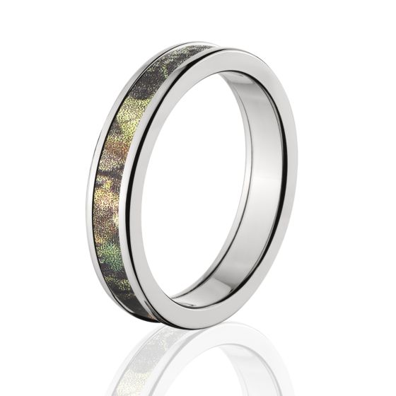 Licensed Mossy Oak New Break Up Camo Rings, Premium High Polish Finish Camo Bands, Cobalt Camo Rings