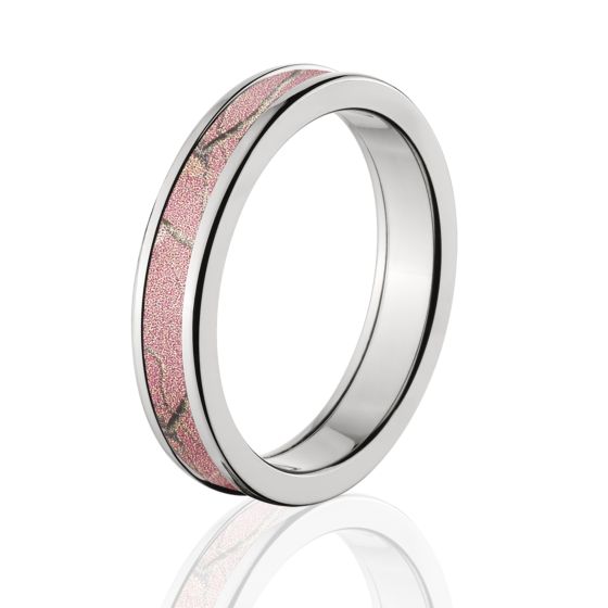 Licensed Realtree Pink Camo Rings, Premium High Polish Finish Camo Bands, Cobalt Camo Rings