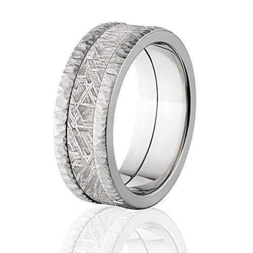Meteorite Ring w/ Premium Treebark Finish, USA Made w/ Comfort Fit