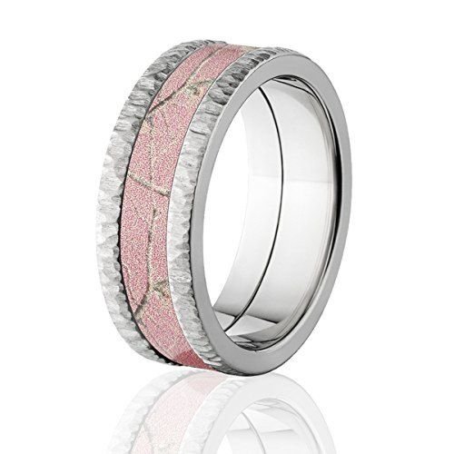 RealTree Pink Camouflage Treebark Finish Titanium Camo Rings