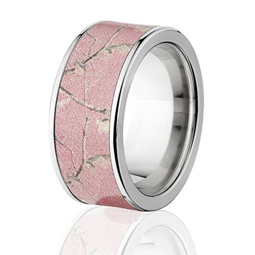 RealTree Pink Camouflage Titanium Rings, Pink Camo Jewelry