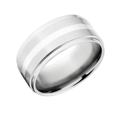 New 10mm Cobalt Ring with Silver Inlay, Made In the USA Cobalt Wedding Band & Wedding Ring