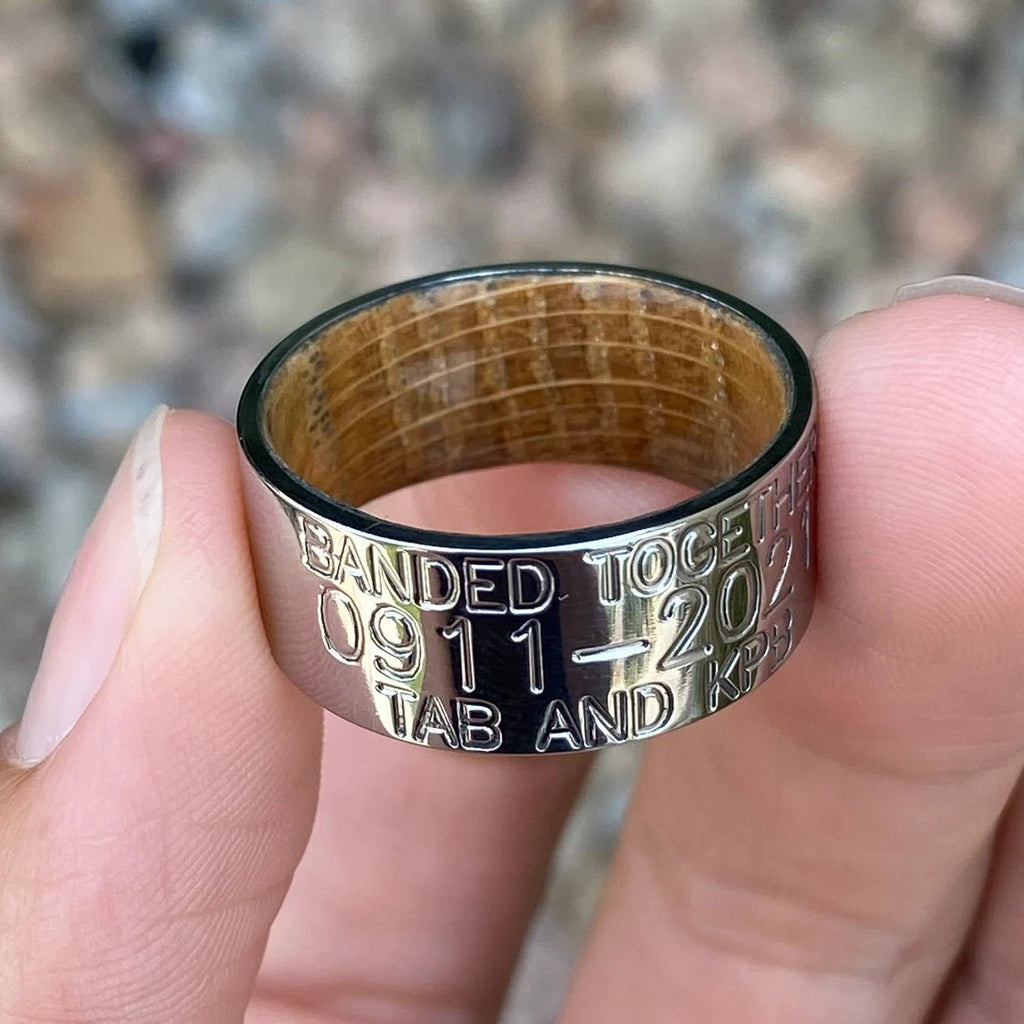 Personalized Duck Band With Whiskey Barrel Sleeve - 10MM