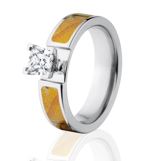 Camouflage Engagement Rings, Orange Camouflage