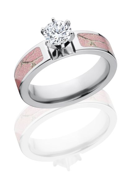 Womens Camo Rings Realtree AP Pink w/ 1 CTW 14k Prong Setting