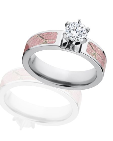 Womens Camo Rings Realtree AP Pink w/ 1 CTW 14k Prong Setting
