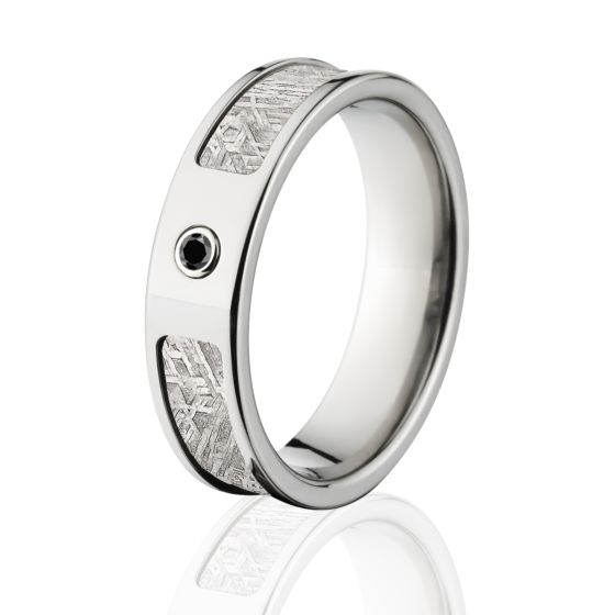 6mm Meteorite Wedding Rings, Black Diamond