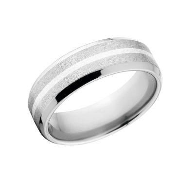 Beveled Cobalt Chrome Ring with Sterling Silver Inlay: Cobalt Wedding Band