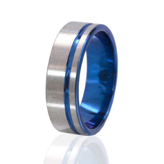 7mm Blue Anodized Titanium Ring, Titanium Rings