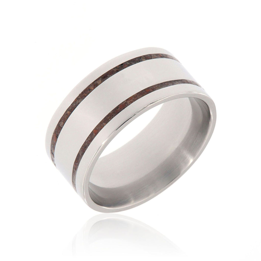 Dinosaur Bone Ring 11mm Wide Two Groove Dino Band Custom Titanium Wedding Ring USA