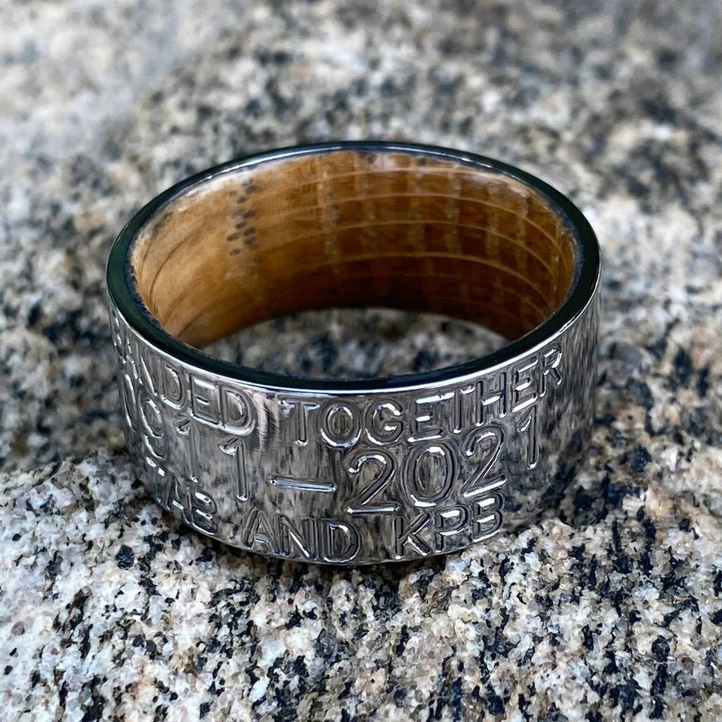 Personalized Duck Band With Whiskey Barrel Sleeve - 10MM