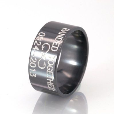 10mm Fish Hook Infinity Duck Band - Black Zirconium Wedding Bands