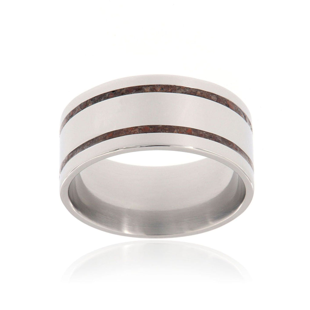 Dinosaur Bone Ring 11mm Wide Two Groove Dino Band Custom Titanium Wedding Ring USA