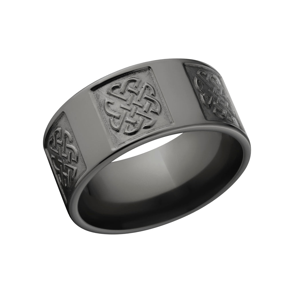 10mm Celtic Wedding Rings, Men's Black Celtic Ring