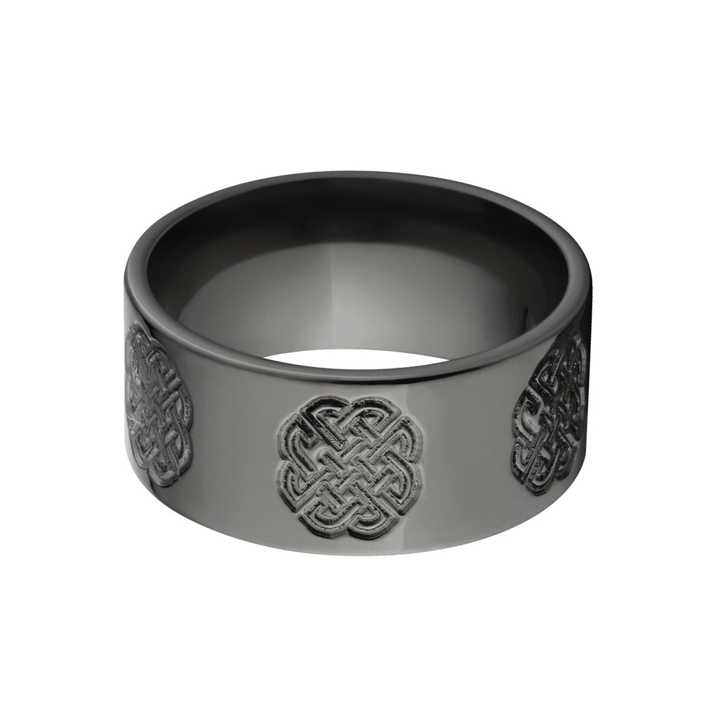 Black Celtic Wedding Rings: 10mm Black Zirconium Band