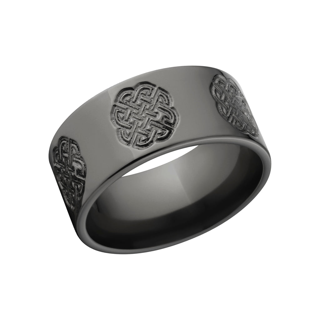 Black Celtic Wedding Rings: 10mm Black Zirconium Band