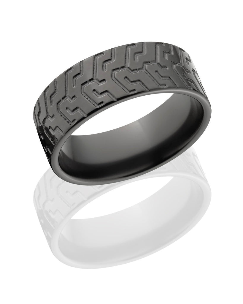 Men's Black Zirconium Tire Tread Ring