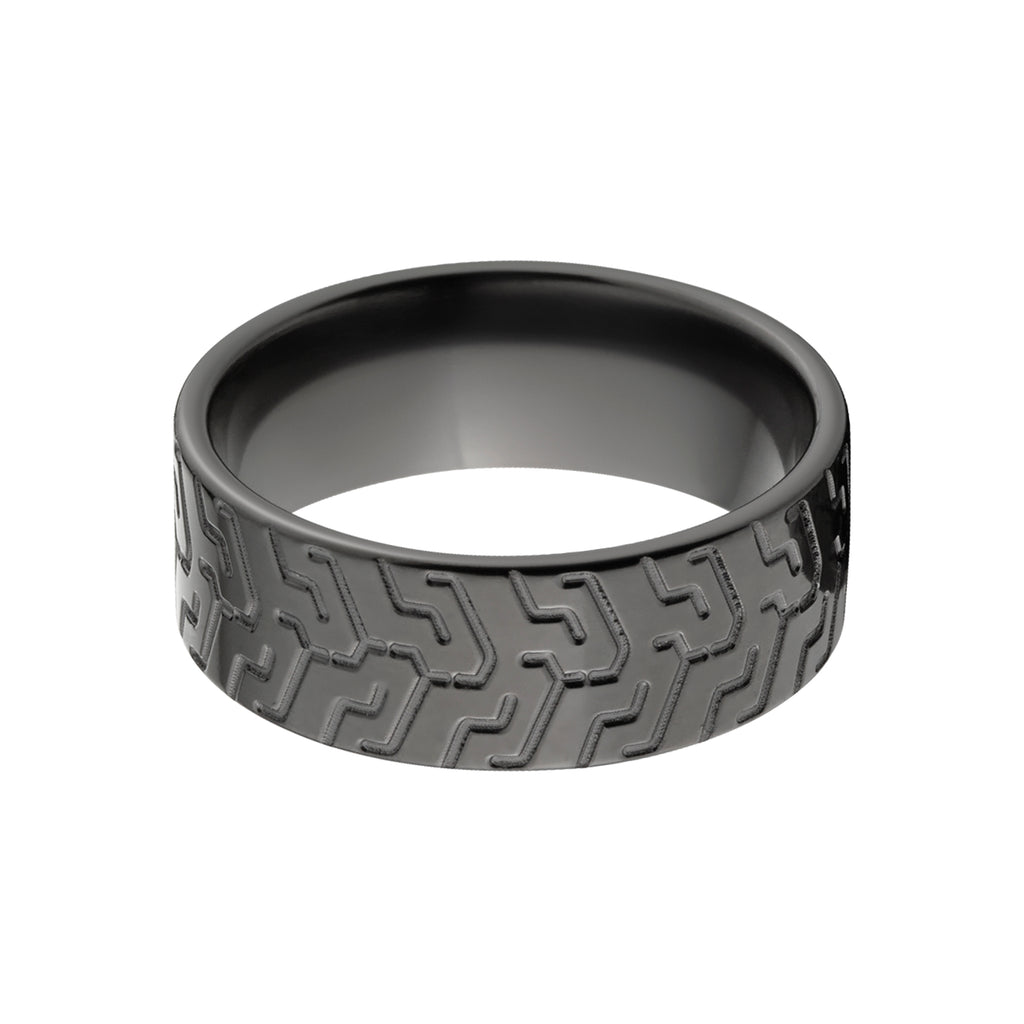 Men's Black Zirconium Tire Tread Ring