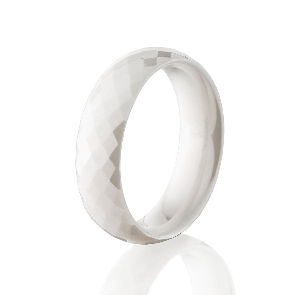 All White Ceramic Wedding Band- Men's Rings