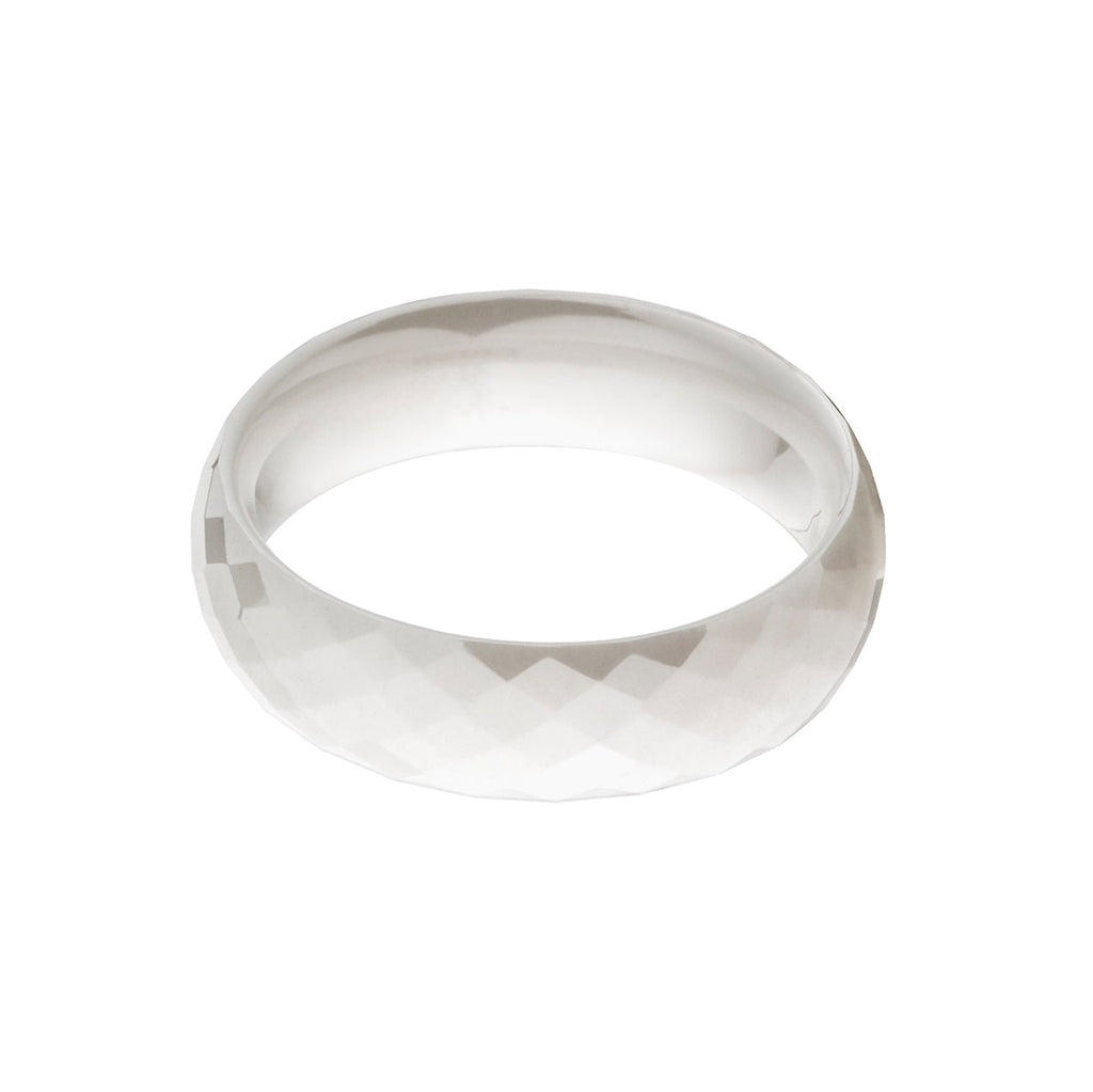 All White Ceramic Wedding Band- Men's Rings