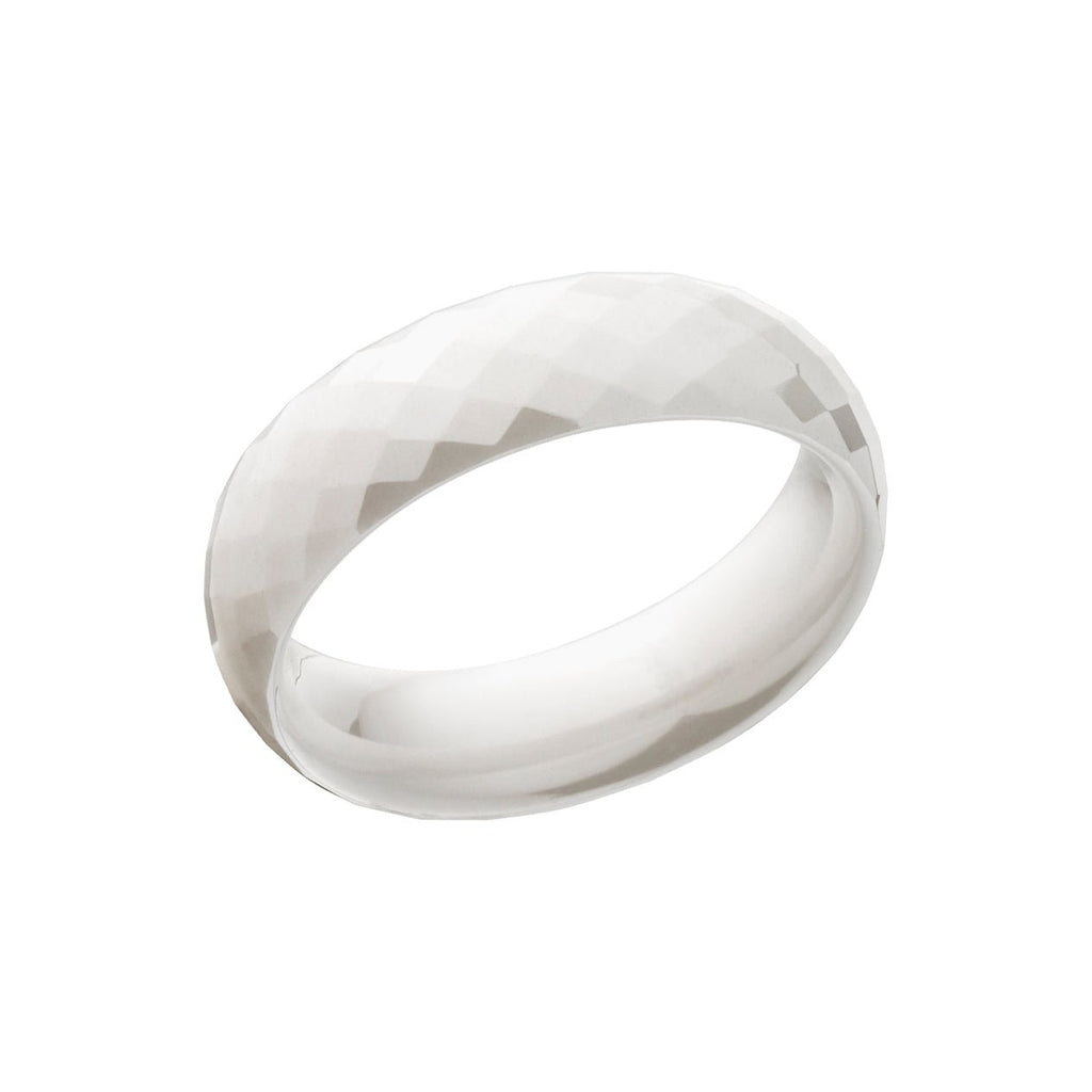 All White Ceramic Wedding Band- Men's Rings