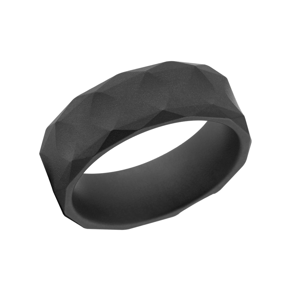 Black Ceramic Ring with Non-reflective Finish - Men's Wedding Bands